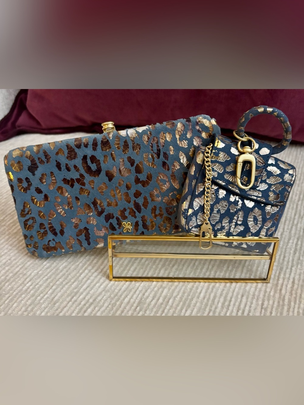 HOBO International “Mia” Minaudière Wallet & Sheila Charm Mirror Cheetah